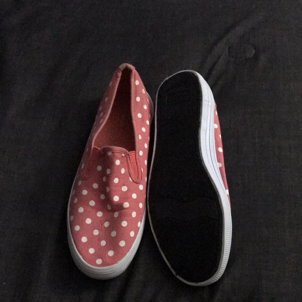 Pink and white polkadot flats shoes size 6 1/2
